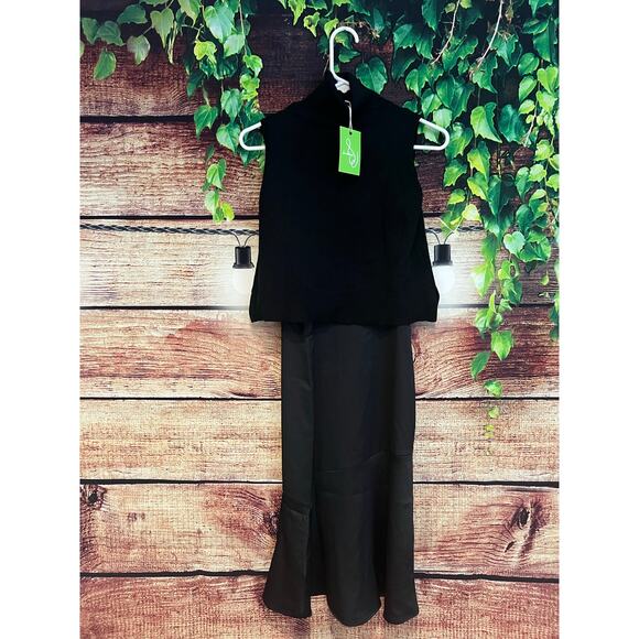 Sam Edelman Turtleneck Sweater with Slip Dress Midi Homecoming Prom Black Sz 0 - Picture 4 of 7